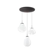 Fabas Luce LED-pendellampa Deva, 3 lampor, Ø 50 cm, klar, CCT, dimbar
