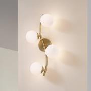 Lindby vägglampa Josiana, opal/mässing, 48 cm, kula, glas