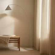 Lindby Triangolo båglampa, beige, höjd 195 cm, metall, E27