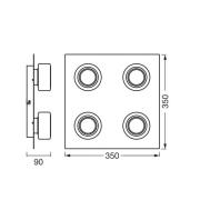 OSRAM LED-taklampa ORBIS FLAME, svart, 4 lampor, CCT IP44