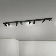 ORION Takspotlight Sean, svart, 8 lampor, stål, aluminium, GU10