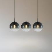 Lucande hänglampa Veloura, 3 lampor, 84 cm, glas, trä