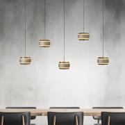 PURE LED-hänglampa Falling Rings, brons Längd 101 cm 5 lampor