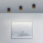 PURE LED-badrumstaklampa Point, svart, Ø 18 cm, IP44