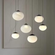 Lucande LED-hänglampa Tivar, 6 lampor, svart/vit, glas