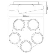 Näve LED-taklampa Eliora, 5 lampor., vit, CCT, fjärrkontroll