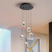 Schuller Valencia LED-hänglampa Zaira, Ø 33 cm, svart/guldfärgad, 5 la...