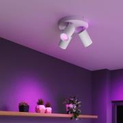 Calex Smart takspotlight, vit, Ø 21 cm, 3 lampor, GU10-LED RGBW