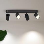 Calex GU10-takspotlight, svart, längd 49 cm, 4 lampor, metall