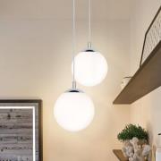 Paulmann hänglampa Globe, vit satinerad/krom Ø 20 cm IP44