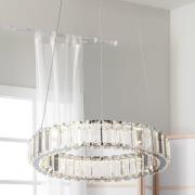 Searchlight LED-hänglampa Filumena, grå/klar, metall/glas, Ø 35 cm