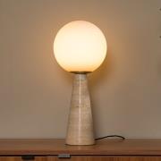 Lucide Bordslampa Evin, krämfärgad, höjd 46 cm, sten/glas