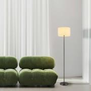 Globo Golvlampa Thea, kräm/matt svart, linne, höjd 160 cm