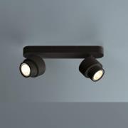 Escale LED-spot BRUSH, svart, 30 cm, 2 lampor, metall, dimbar, 2 700 K