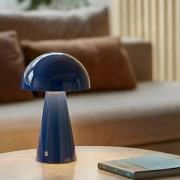 Lindby LED uppladdningsbar bordslampa Nevijo, blå, Ø20cm, USB, dimmer