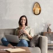 Steinhauer Vägglampa i mässing, mässingsfärgad, metall, höjd 36 cm