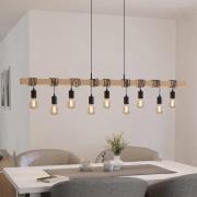 EGLO Townshend hänglampa, längd 150 cm, svart/trä, 9 lampor.