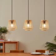 EGLO Hykeham hänglampa, längd 91 cm, natur, 3 lampor, bambu