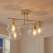 Domiluce Taklampa Zoe, guldfärgad, längd 51 cm, glas, 4 lampor