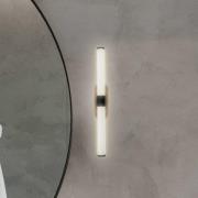 Briloner LED-vägglampa Runt, svart/trä 3 000 K IP44 Längd 40 cm