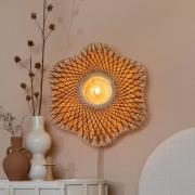 GOOD & MOJO Vägglampa Madura, Ø 60 cm, natur/brun, stickkontakt
