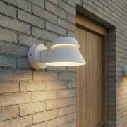 Lucande LED-utomhusvägglampa Moena, ljusgrå, metall, IP44