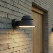 Lucande LED-utomhusvägglampa Moena, svart, metall, IP44
