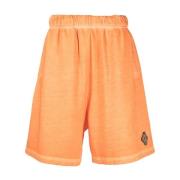 Marcelo Burlon Orange Bomull Logo Patch Shorts Orange, Herr