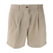 Aspesi Beige Bomullsshorts med Veckad Framsida Beige, Dam