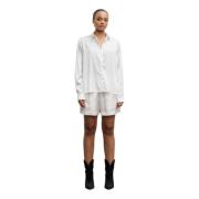 Ahlvar Gallery Satin Shorts med Dragsko i Midjan White, Dam