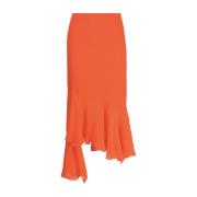 Andamane Orange Silkes Asymmetrisk Midi Kjol Orange, Dam