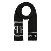 Philipp Plein Lång Jacquard Ullsjal Black, Unisex