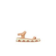 Ancient Greek Sandals Salamina Platta Lädersandaler Beige, Dam