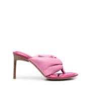 Jacquemus Rosa lädermules med 85mm klack Pink, Dam