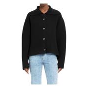 Khaite Svart Kragig Cardigan med Knappstängning Black, Dam