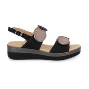 Cinzia Soft Flat Sandals Black, Dam