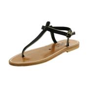 K.jacques Svarta Läder Platta Sandaler Black, Dam