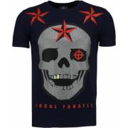 Local Fanatic Rough Player Skull Rhinestone - T Shirt Herr - 5101N Blu...
