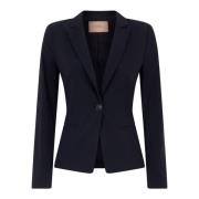 Twinset Blå Figursydd Blazer med Knappstängning Blue, Dam