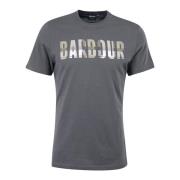Barbour Tartan Grafisk Bomull T-shirt Gray, Herr