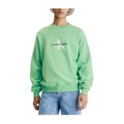 Calvin Klein Oversized Monologo Sweatshirt med rund halsringning Green...