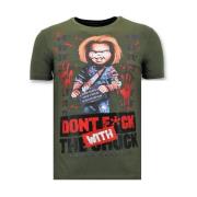 Local Fanatic Cool T-shirt Män - Bloody Chucky Angry Print Green, Herr