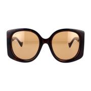 Gucci Minimalistiska fyrkantiga oversized solglasögon Brown, Dam