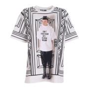 Moschino Tryckt T-shirt för modeintresserade kvinnor White, Dam