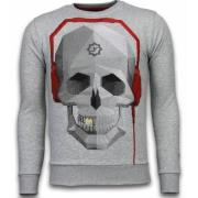 Local Fanatic Skull Beat Rhinestone Sweater Gray, Herr