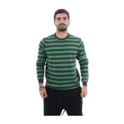 Sun68 Randig Rund Hals Sweatshirt Green, Herr