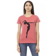 Trussardi Rosa Bomull Kortärmad T-shirt med Framsida Tryck Pink, Dam