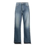 3X1 Blå Slitna Wide-Leg Jeans Blue, Dam
