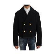 Dolce & Gabbana Blå Bomull Stretch Trench Coat Black, Herr