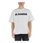 Jil Sander Herr T-shirt i bomull med avslappnad pform White, Herr